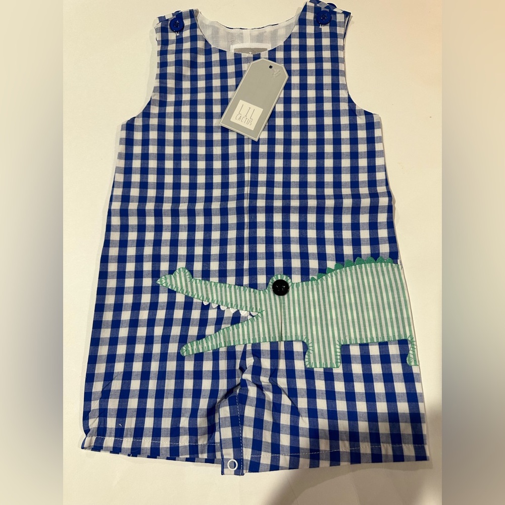 Alligator Gingham Shortalls